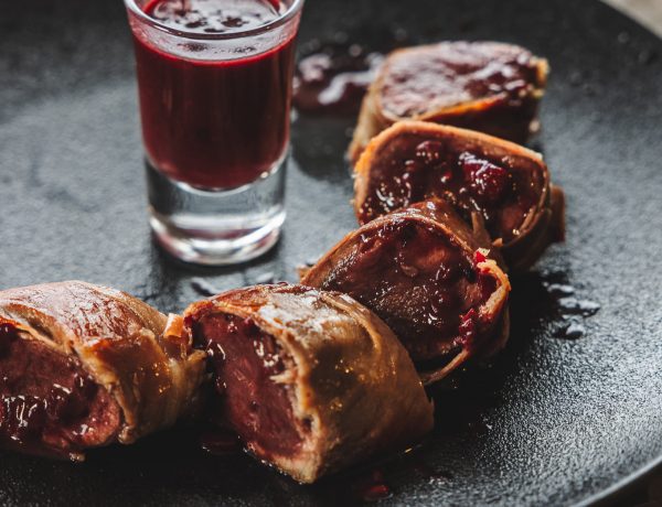 Prosciutto Wrapped Venison Fillet with Wild Berry Sauce